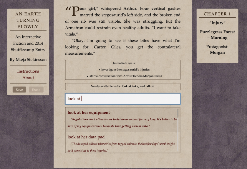 Typing the beginning of a command brings up completion suggestions